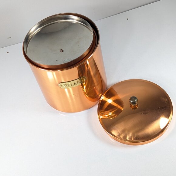 Vintage Copper Flour and Sugar containers, copper canisters made in Korea - Picture 11 of 11